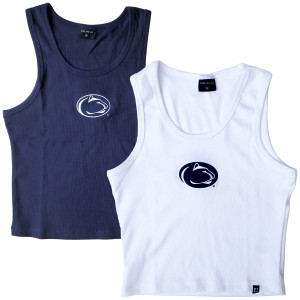 navy and white women's tank tops with Penn State Athletic Logos